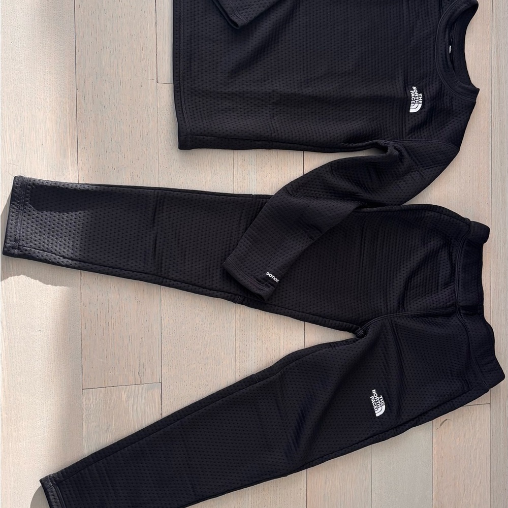 The North Face Teen Dotknit Large Black Thermal Base Layer Set NWOT